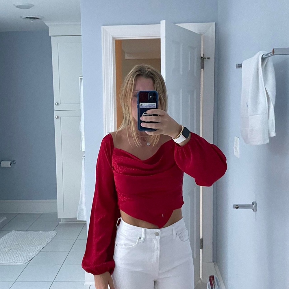 Hashtag brand red cheetah long sleeve top